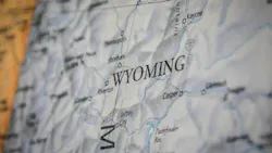 State of Wyoming in focus on map.