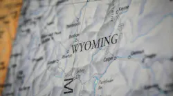 Map with state of Wyoming in focus
