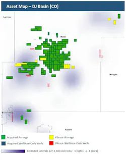 Denver-Julesburg (DJ) Basin acquisition map