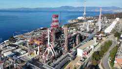 Panoramic view of processing installations at INA's Rijeka refinery.