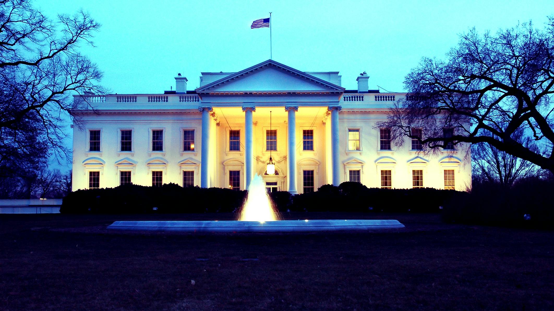 The White House at night