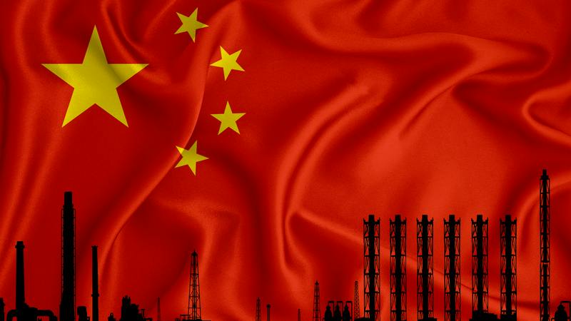 Industrial infrastructure with China flag as background