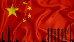 Industrial infrastructure with China flag as background