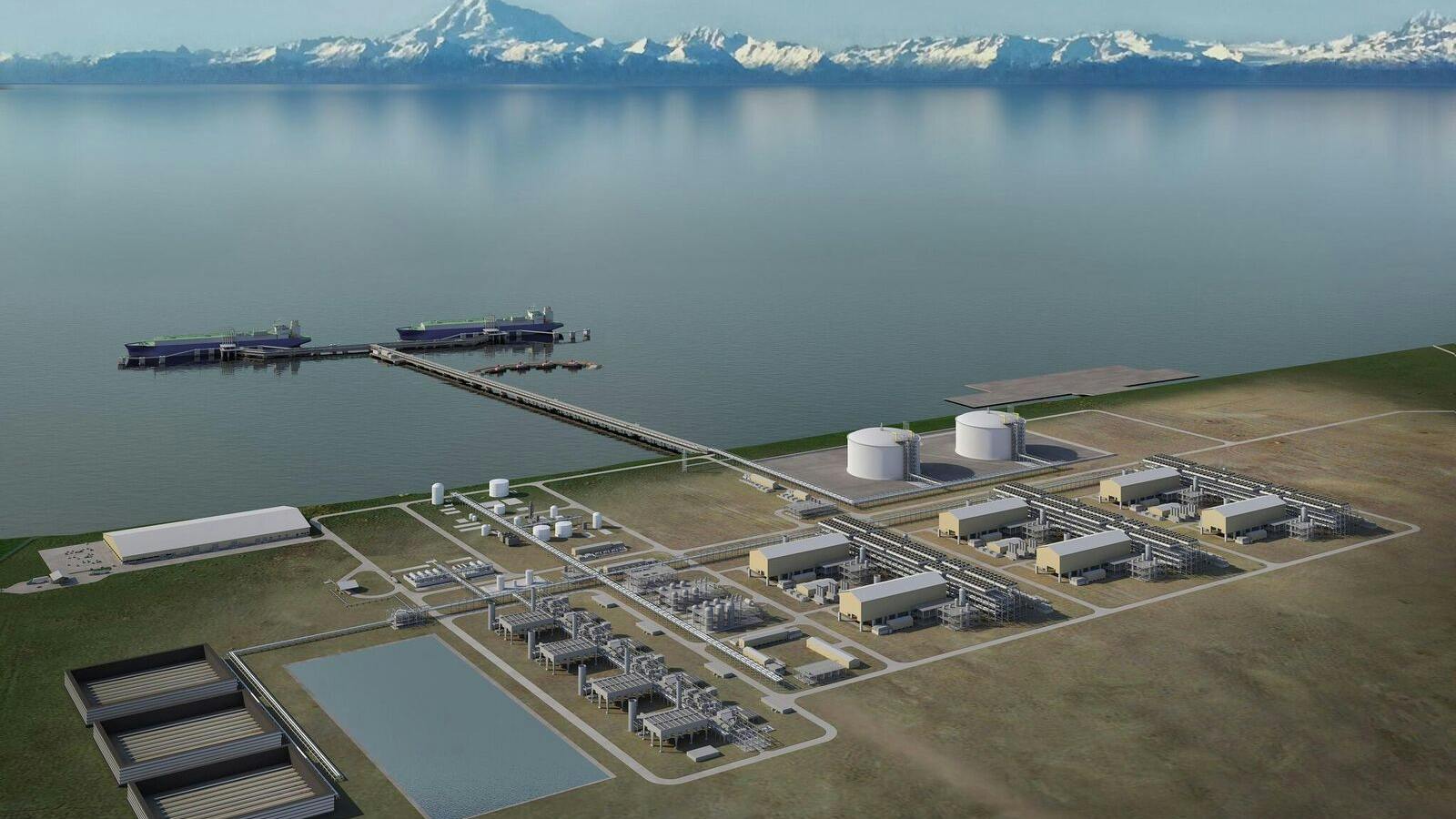 Alaska LNG liquefaction plant rendering