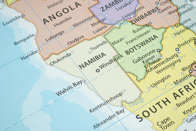 Map with Namibia in focus