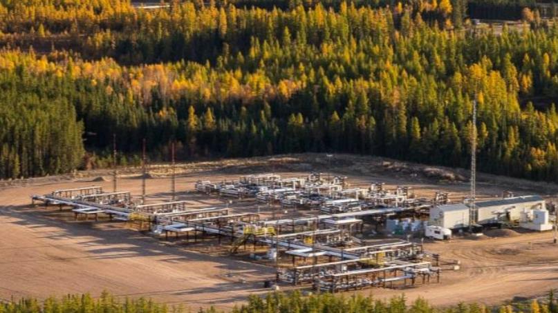 Aerial view of piping equipment at Cenovous' Candian oil sands operations.