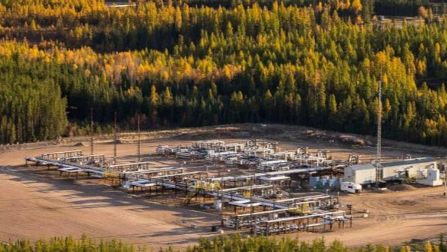 Aerial view of piping equipment at Cenovous' Candian oil sands operations.
