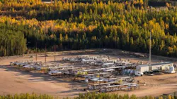 Aerial view of piping equipment at Cenovous' Candian oil sands operations.