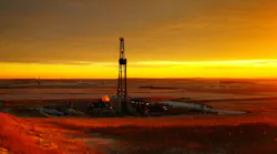 Drilling rig in the Bakken at sundown