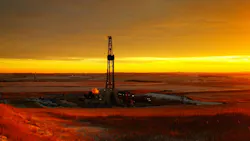 Drilling rig in the Bakken at sundown