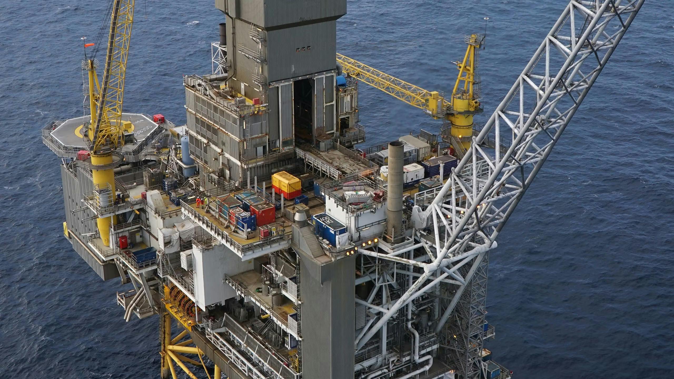 Oil and gas drilling platform in North Sea.
