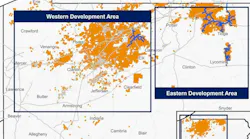 A map of IUG's Western and Eastern Development Areas.