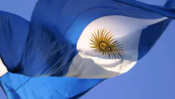 Argentina flag blowing in wind