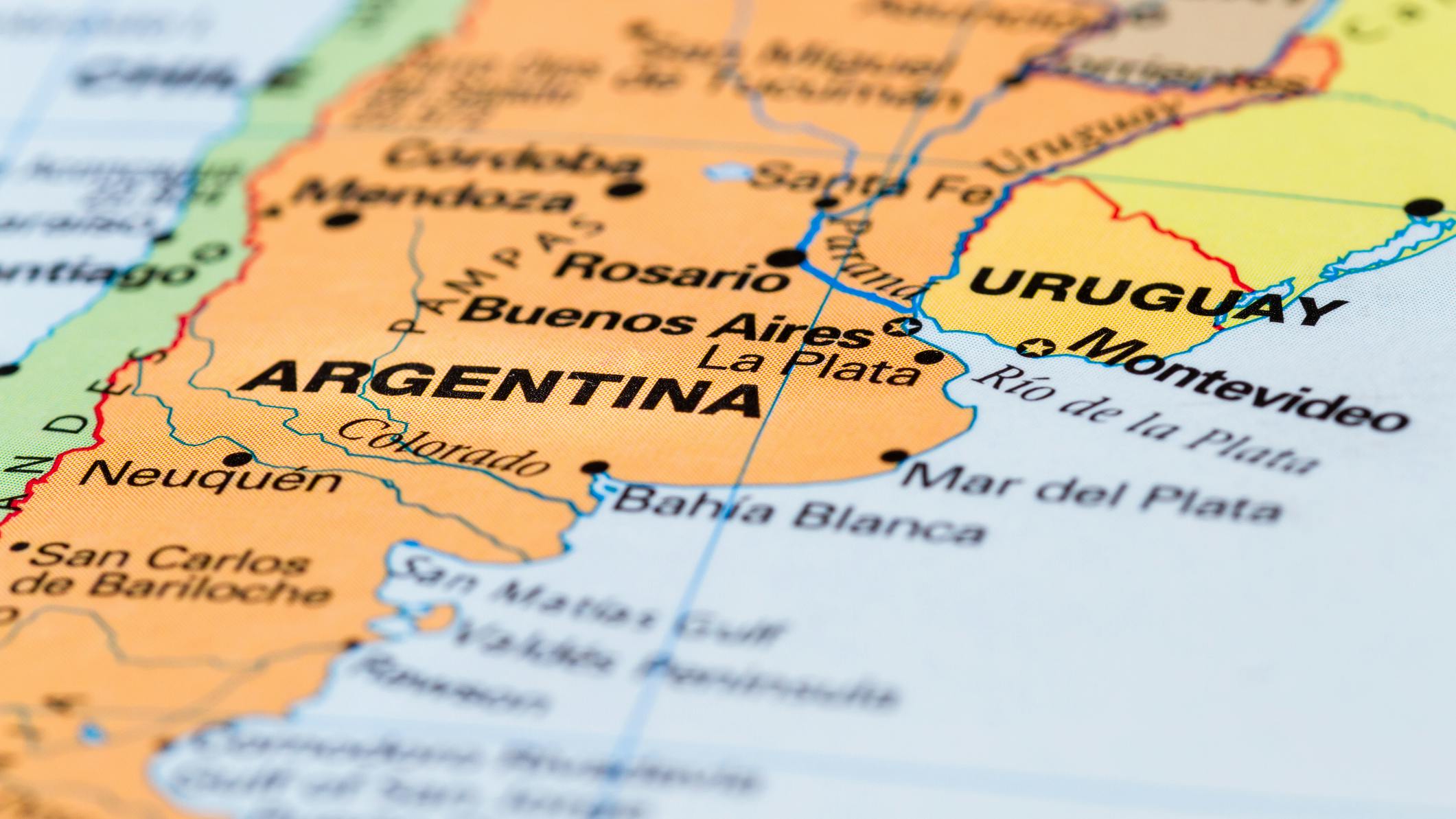South America map with Argentina in focus