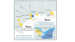 Map showing Valero US Gulf Coast refining and logistics network coupled with asset to be acquired from LyondellBassel